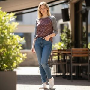 LuLaRoe Geometric Long Sleeve Tee - Purple and Gray